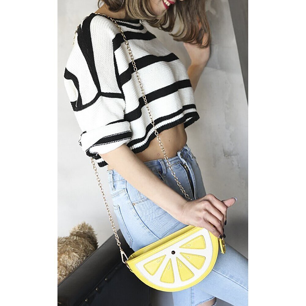 8086 Fruit Shape Handbag PU Crossbody Metal Chain Shoulder Bag Adjustable - Picture 2 of 7